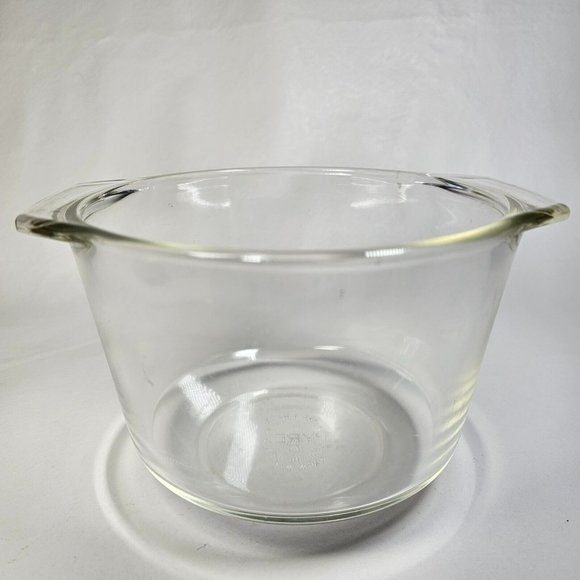 Pyrex 1.5 Qt 6" Mixing Bowl #343 Clear Glass Ovenware w/ Handles - Picture 2 of 6